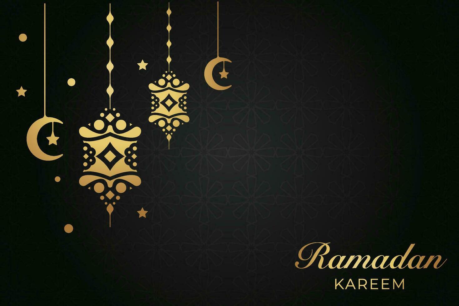 Ramadán kareem saludo tarjeta con estrellas y linternas vector ilustración