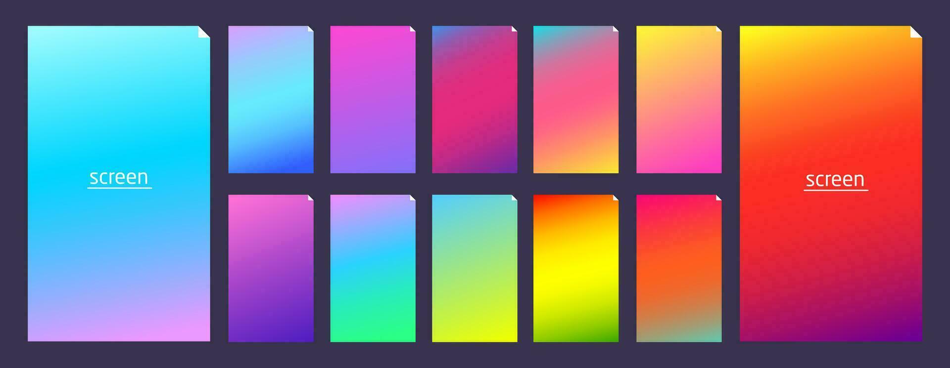 Soft pastel gradient smooth and vibrant color background set for devices vector
