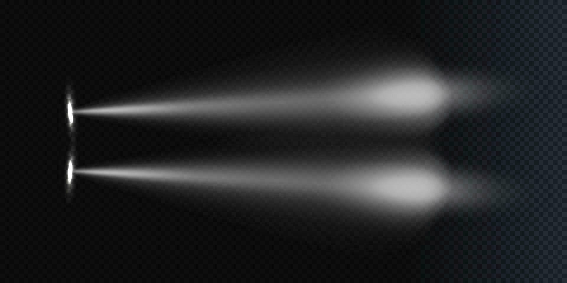 Car headlight top view concept isolated on a dark, transparent background. vector