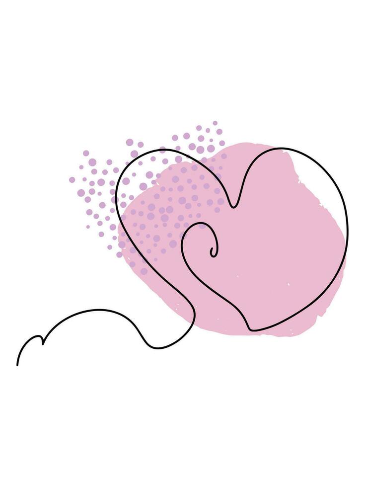 a pink heart with a line drawing of a mouse vector