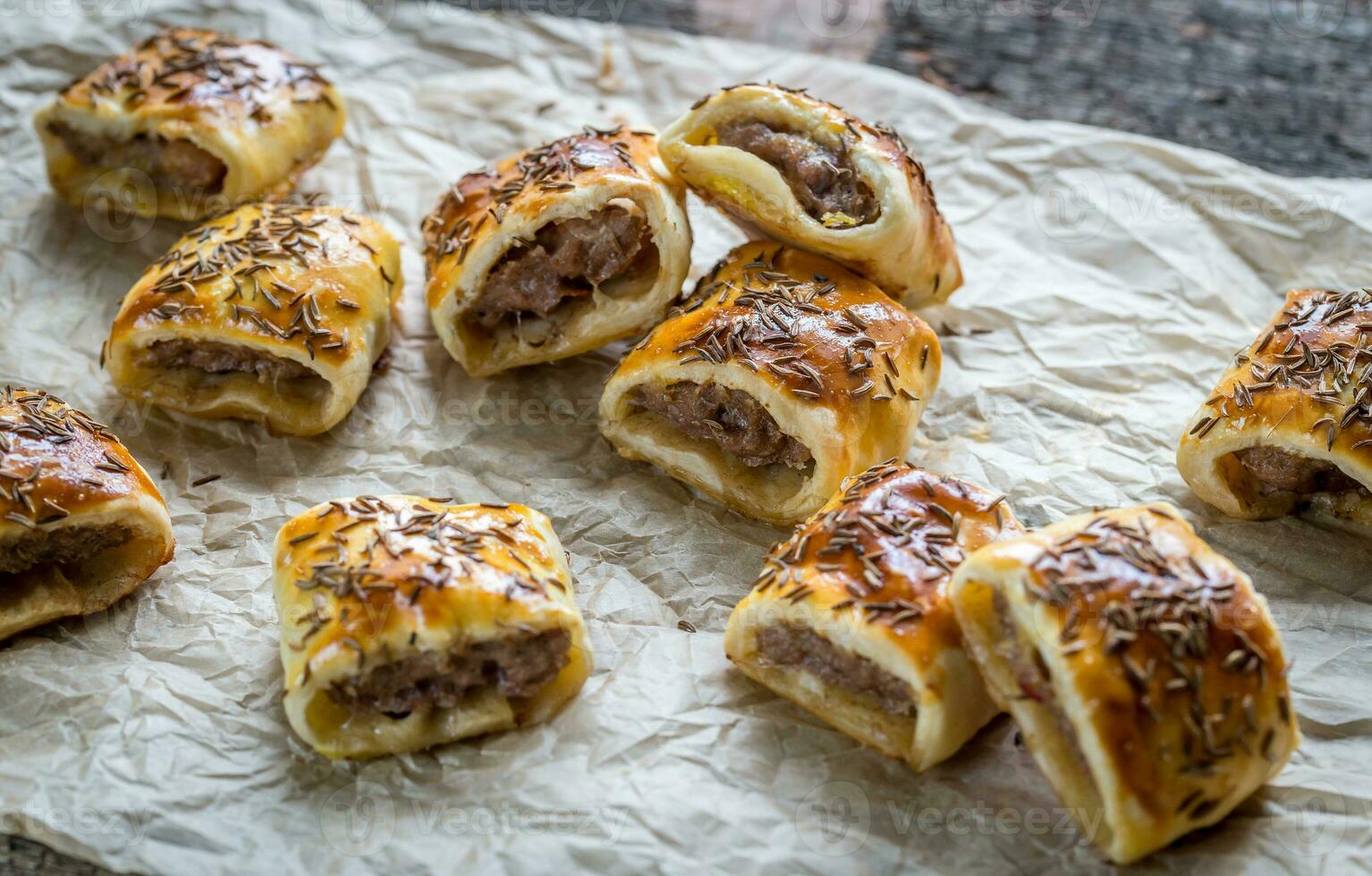 Homemade sausage rolls photo