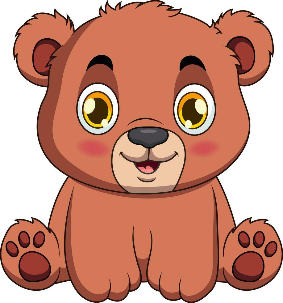 dibujos animados ilustración de un linda oso sonriente vector