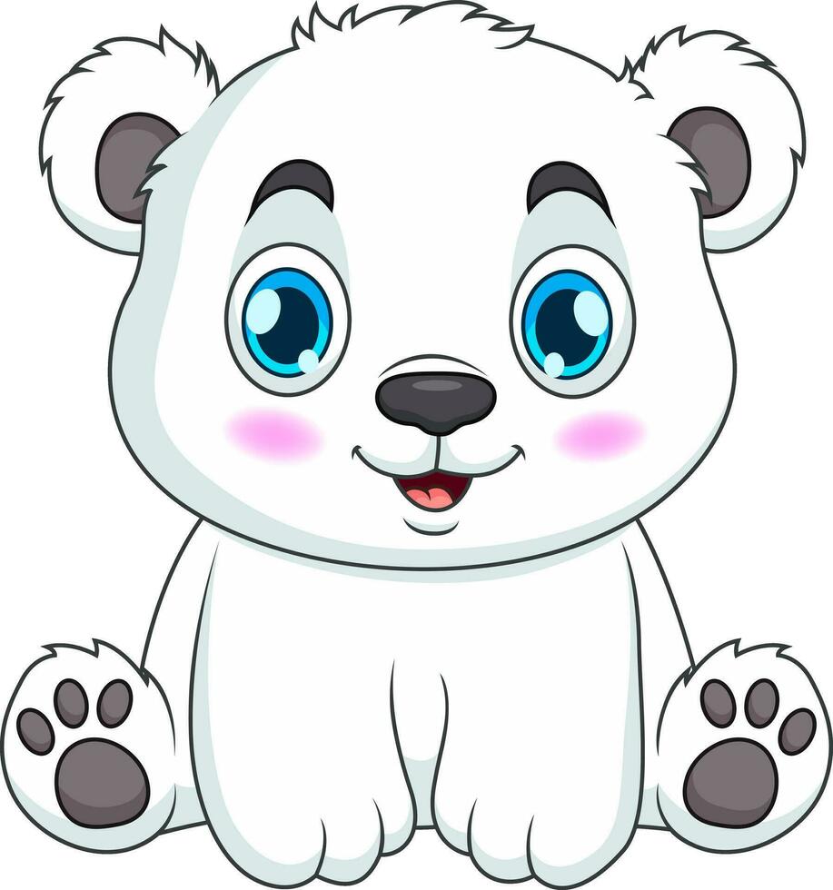 dibujos animados ilustración de un linda polar oso sonriente vector