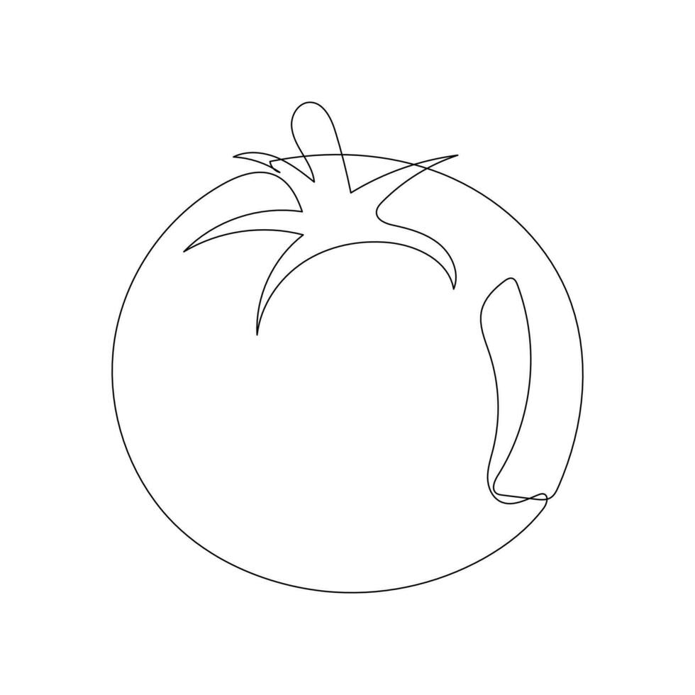 Continuous one line drawing of tomatoes. Minimal style. Perfect for cards, party invitations, posters, stickers, clothing. Food and vegetable concept design element vector