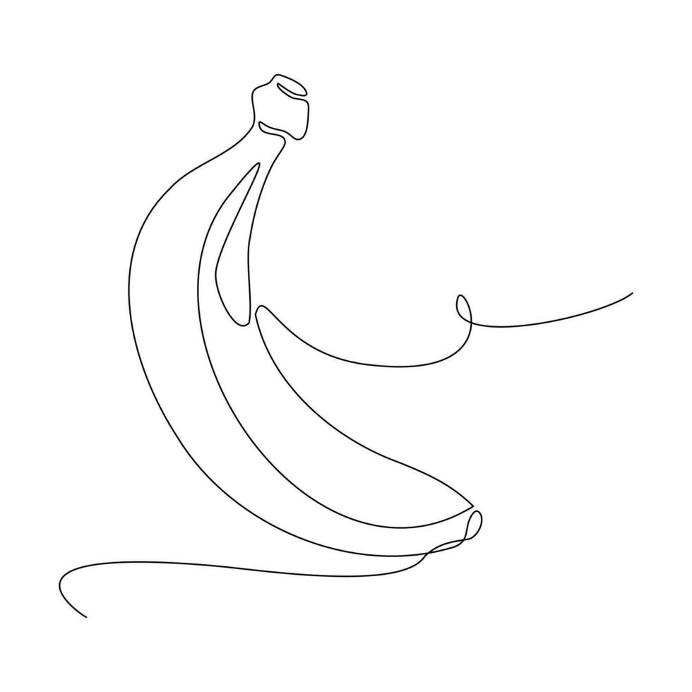 Banana line drawing. continuous line drawing style vector illustration