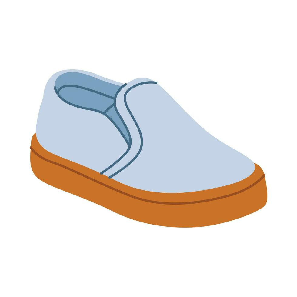 Kids shoe in blue and orang vector illustration for design element