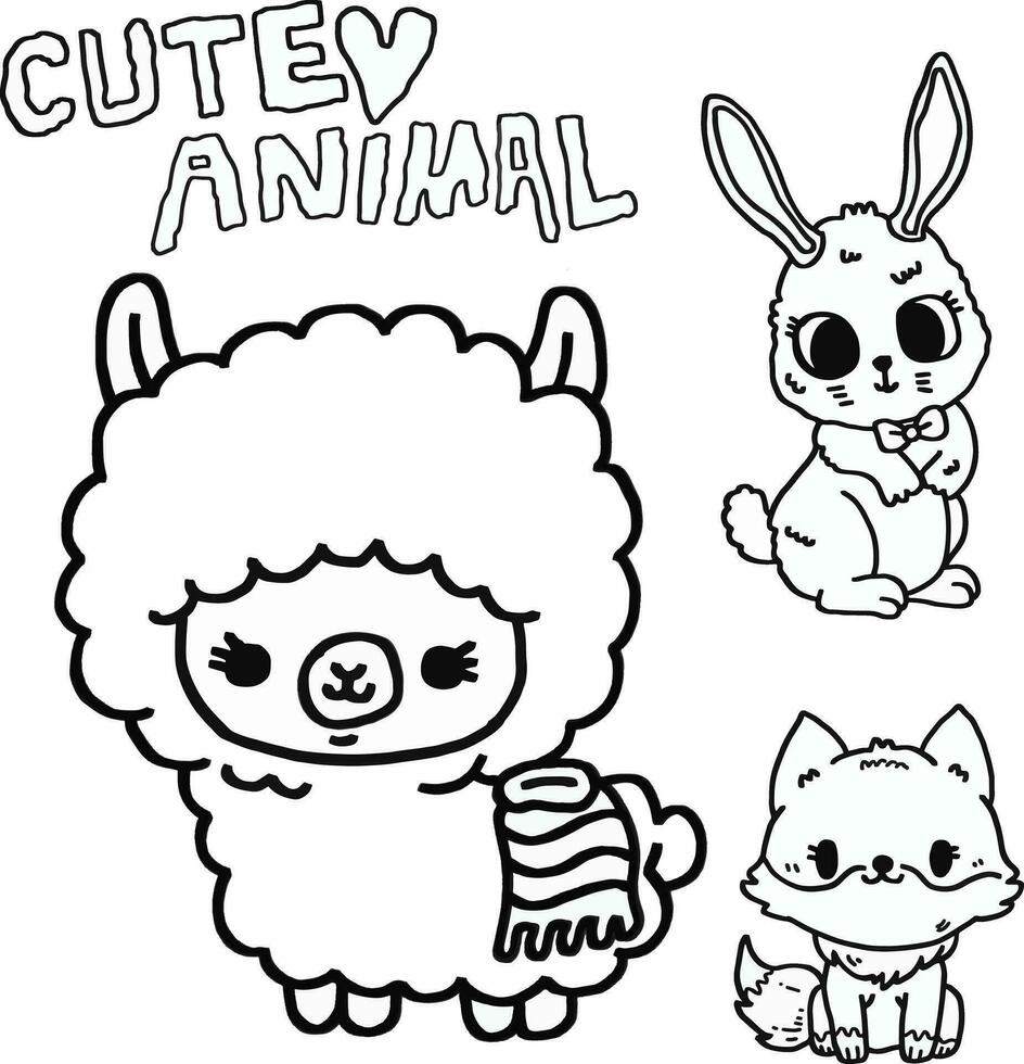 hand drawn cute animals vector