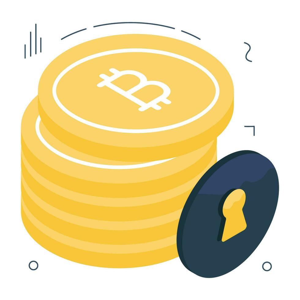 un único diseño icono de bitcoin seguridad vector