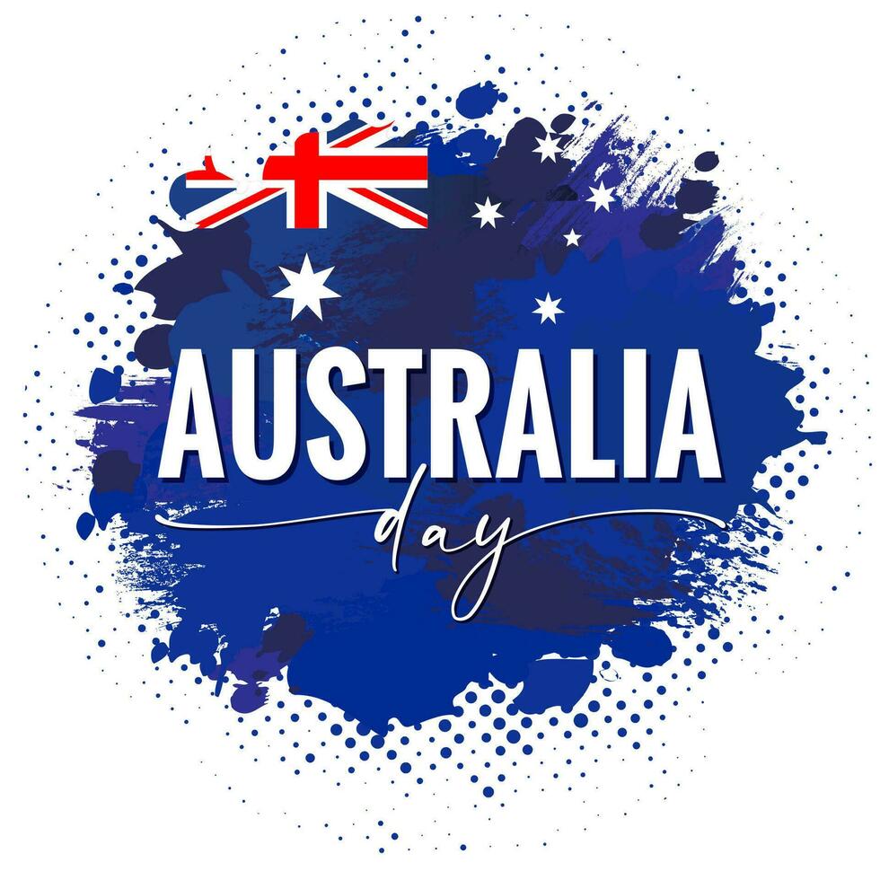 Australia day banner, brush and ink grunge Australian flag background with vector