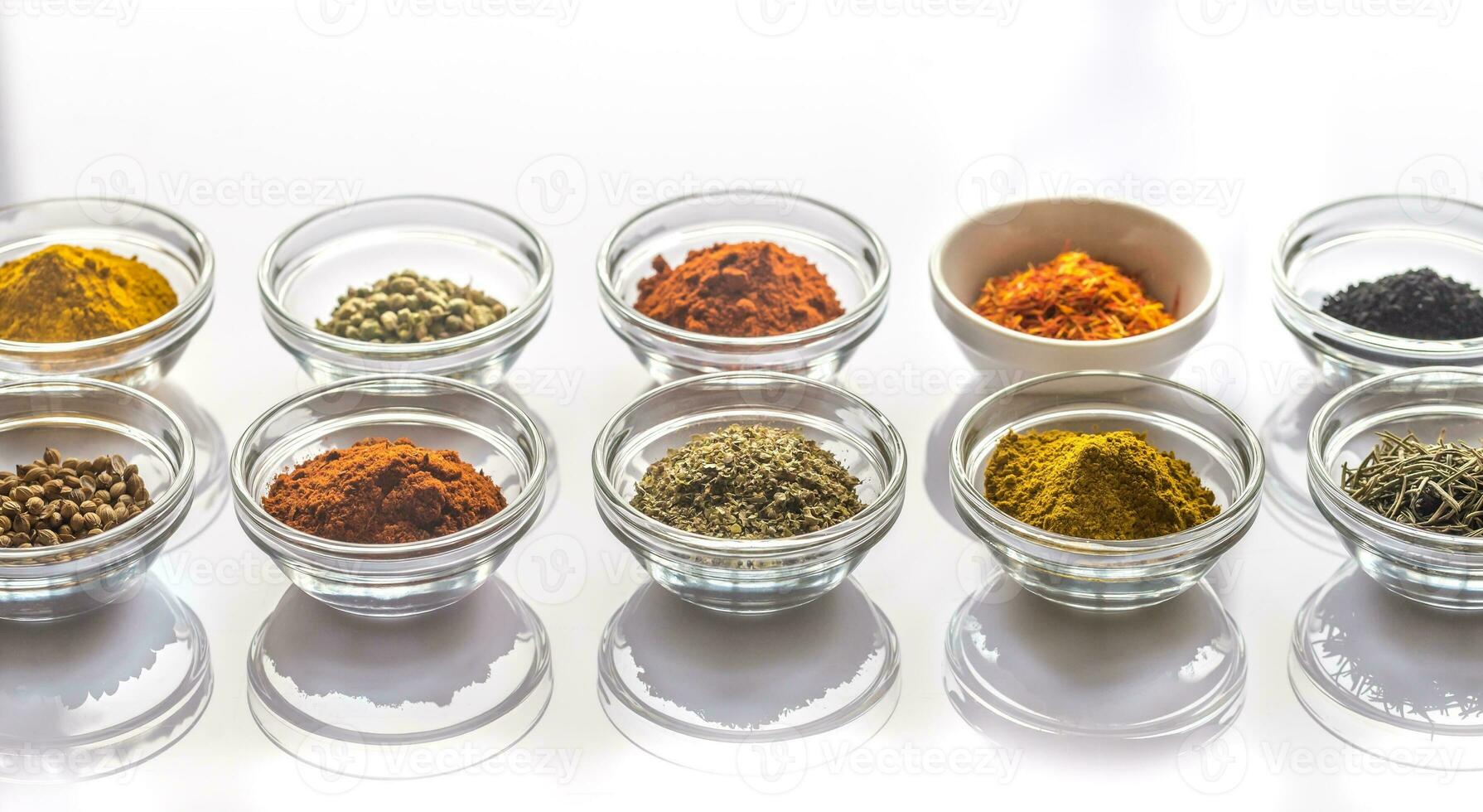 Different kinds of spices and herbs photo