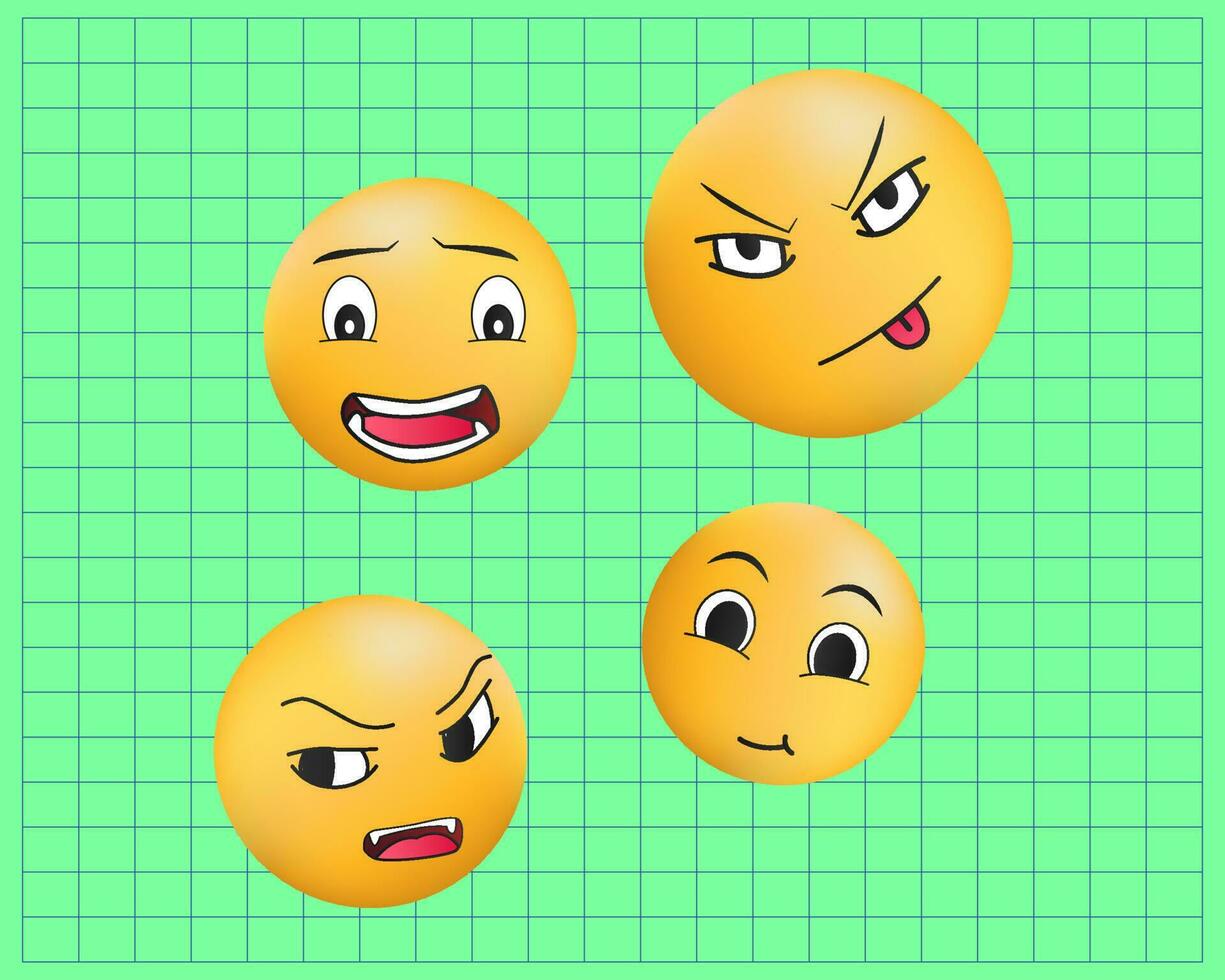 Emoji 3d gradient funny face vector