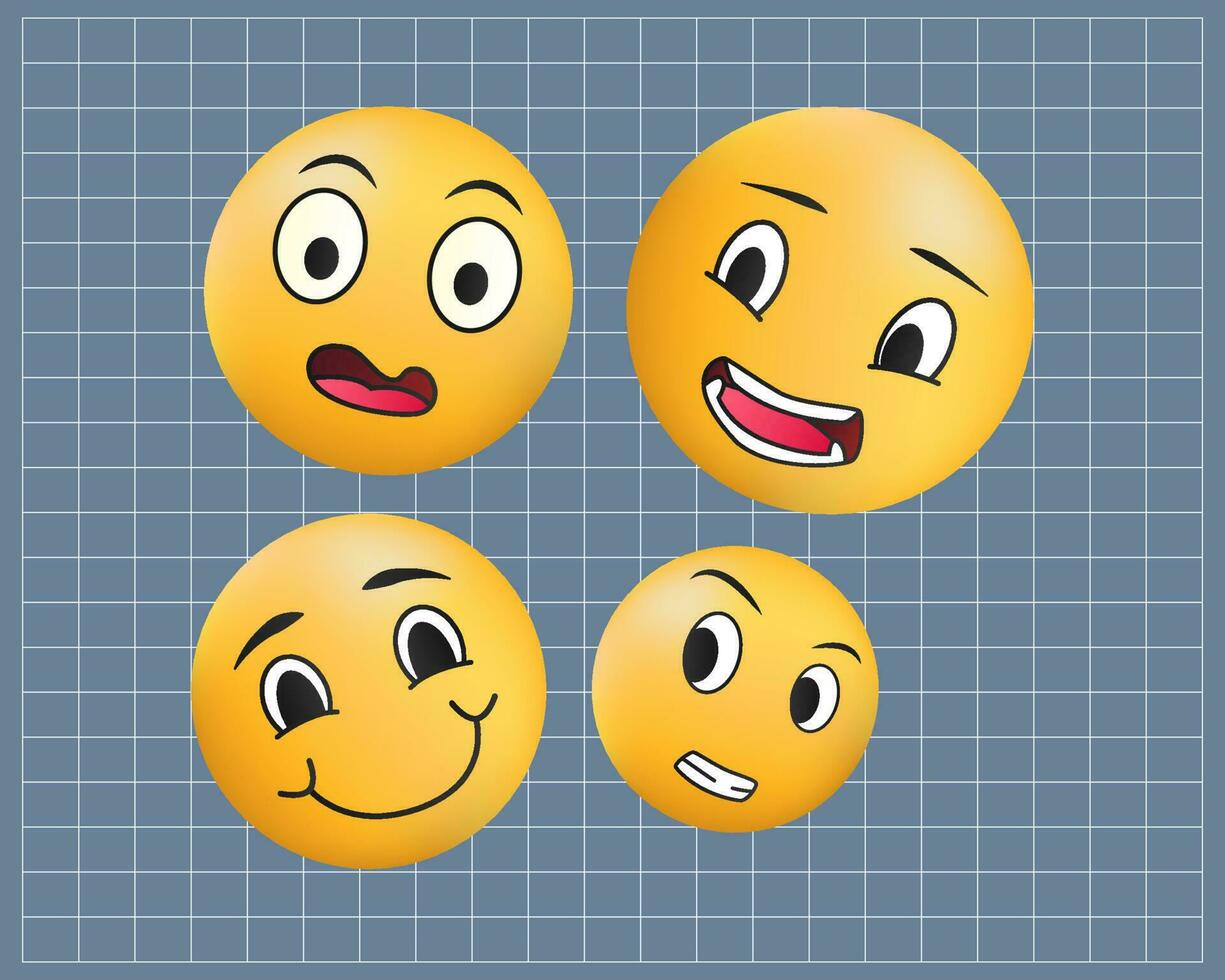 Emoji 3d gradient funny face vector
