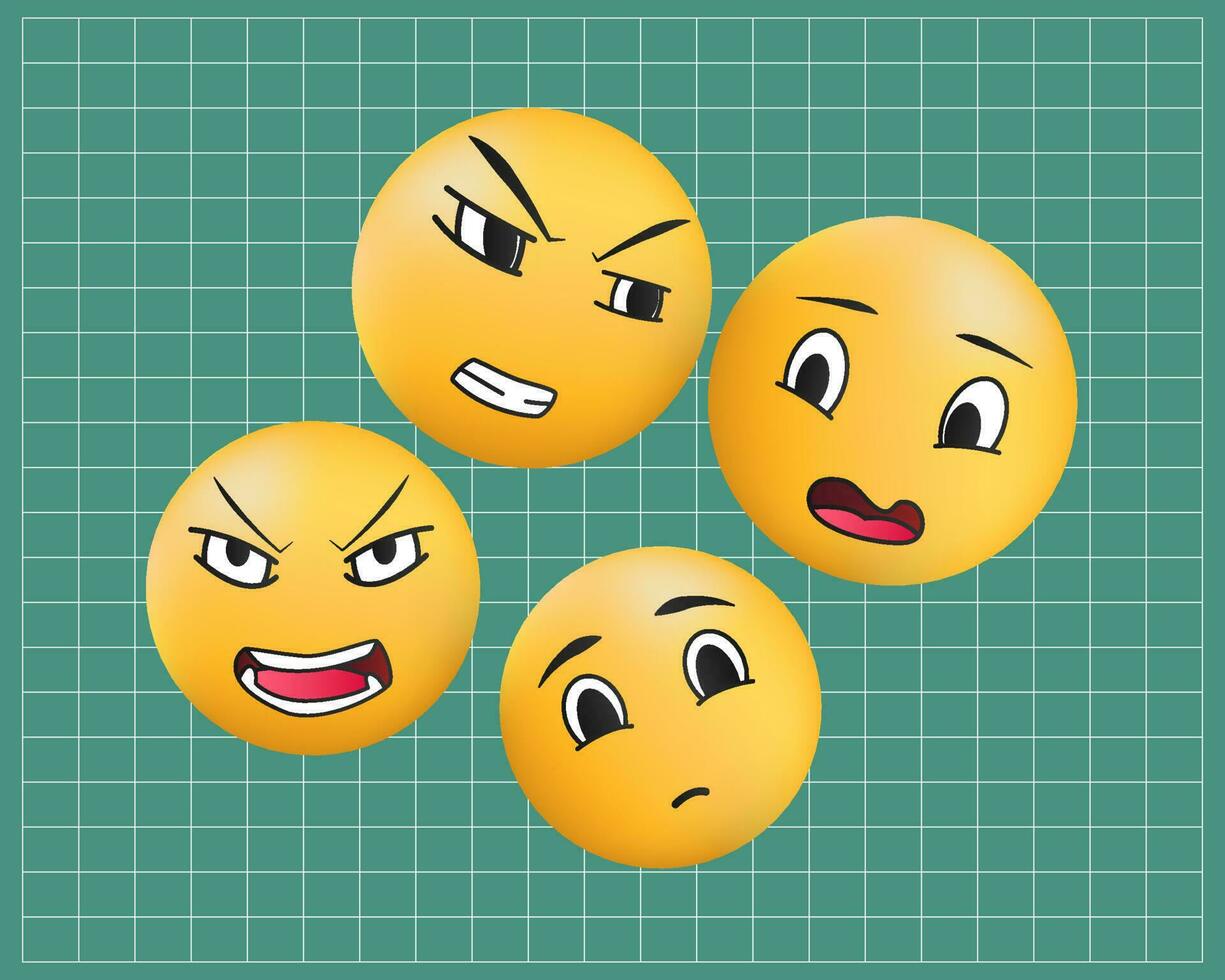 emoji 3d degradado gracioso cara vector