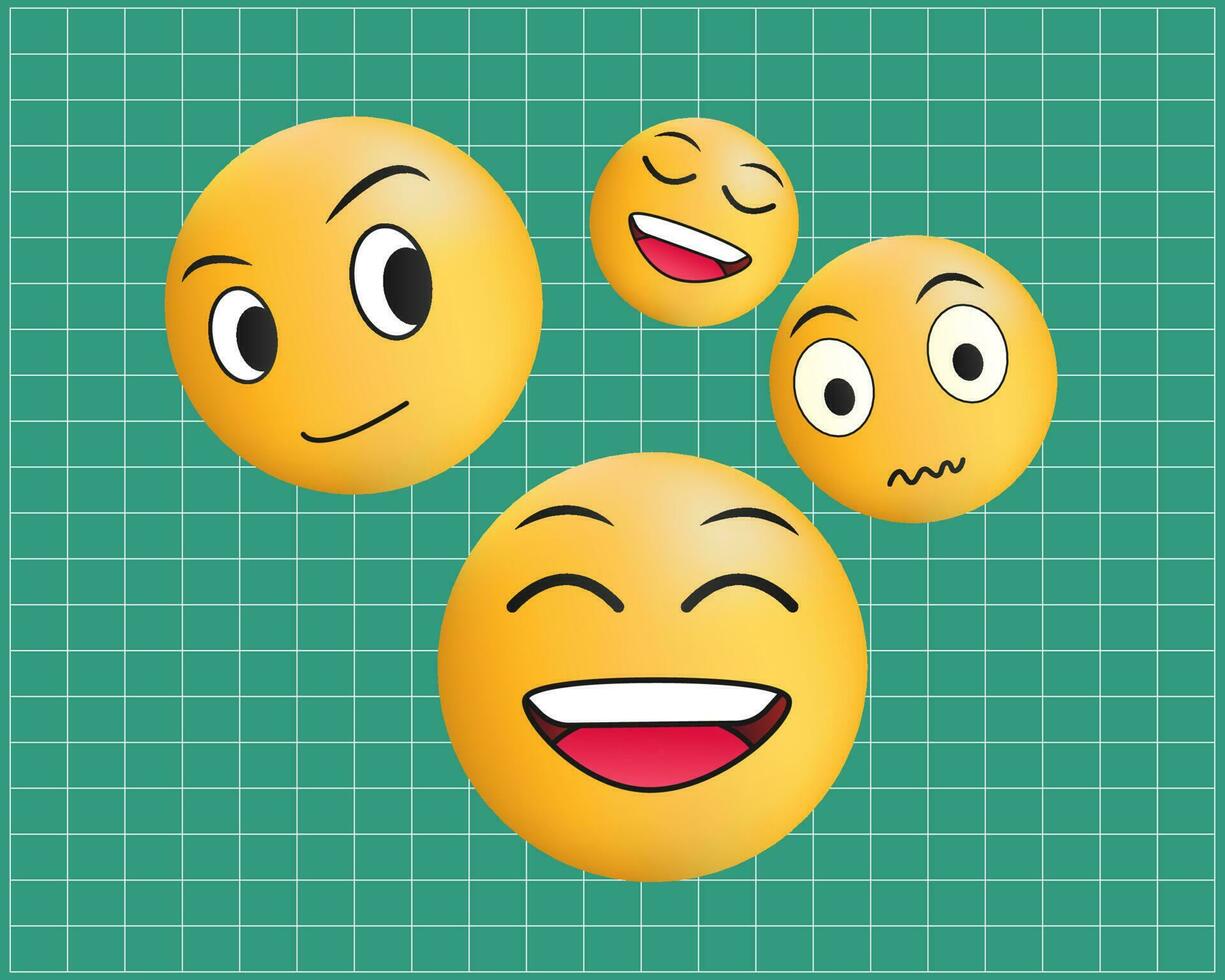 Emoji 3d gradient funny face vector