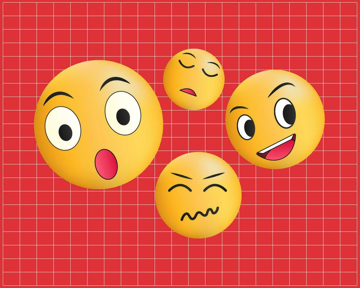 Emoji 3d gradient funny face vector