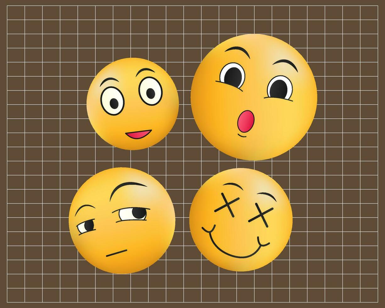Emoji 3d gradient funny face vector