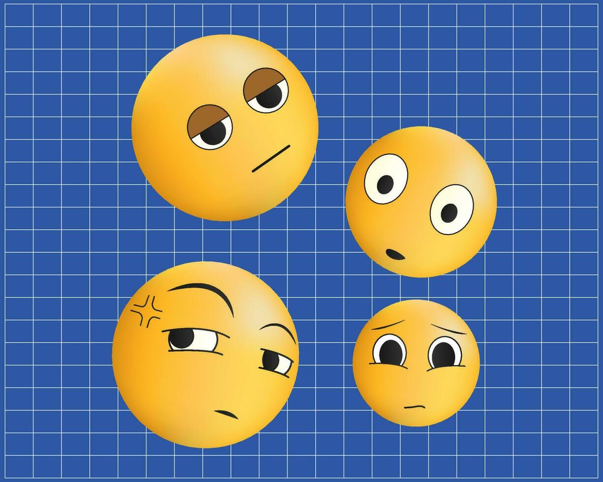 Emoji 3d gradient funny face vector