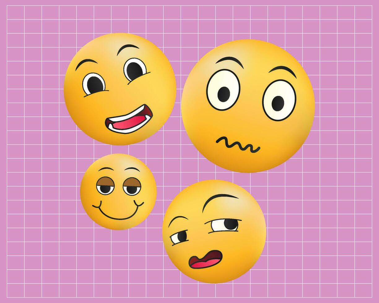 Emoji 3d gradient funny face vector