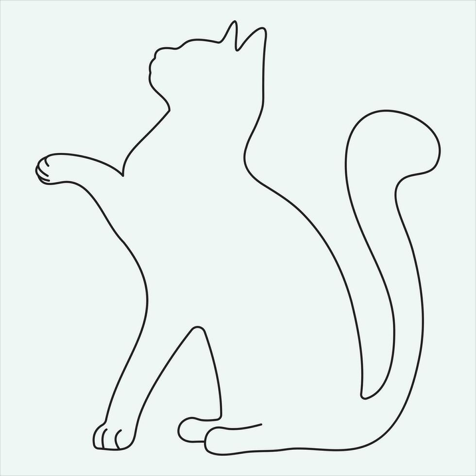 One line hand drawn cat outline vector illustration