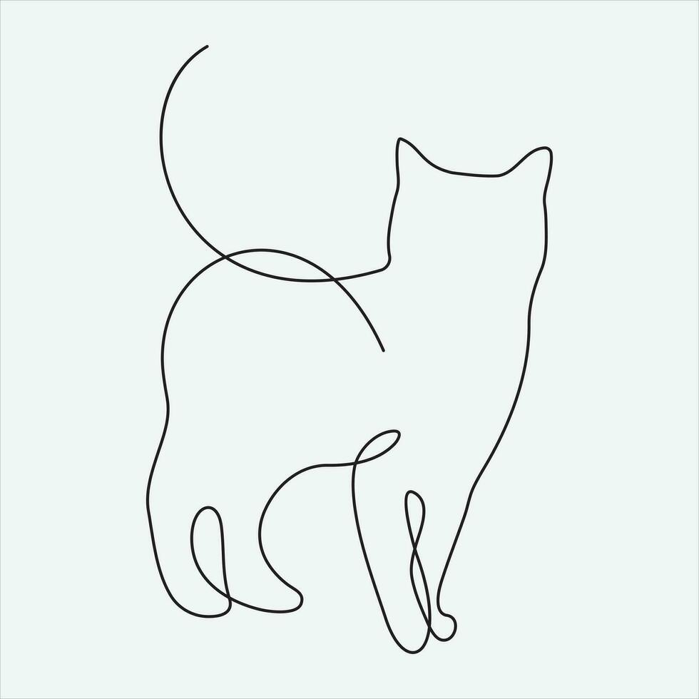 Continuous line hand drawing vector illustration cat art