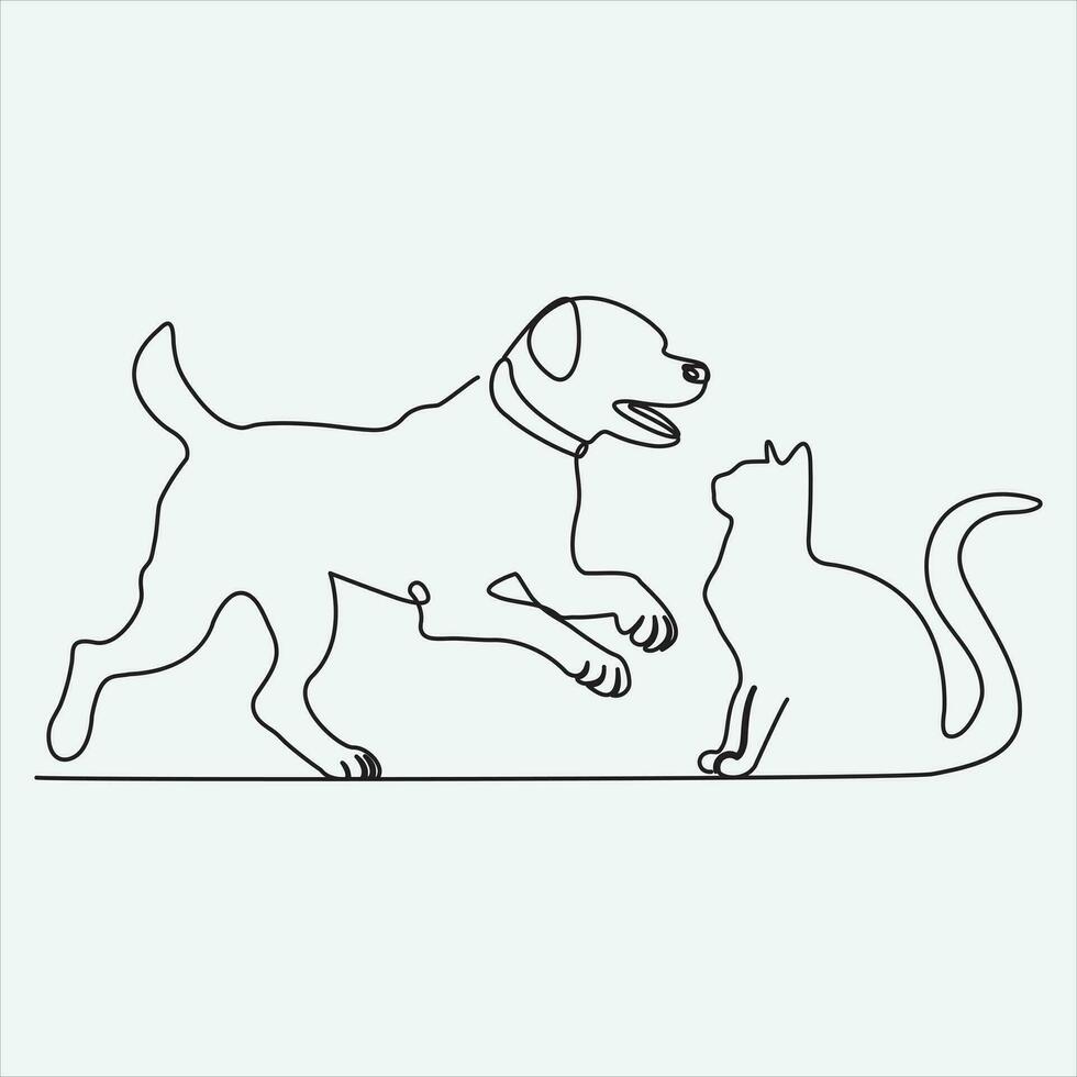 Continuous line hand drawing vector illustration cat art