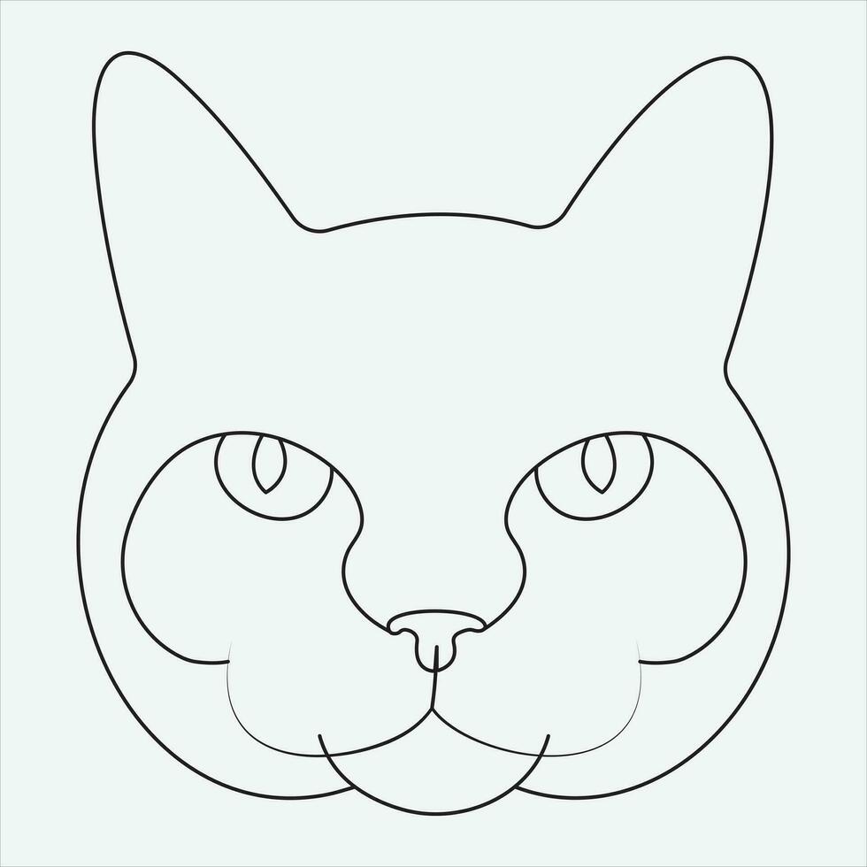 One line hand drawn cat outline vector illustration