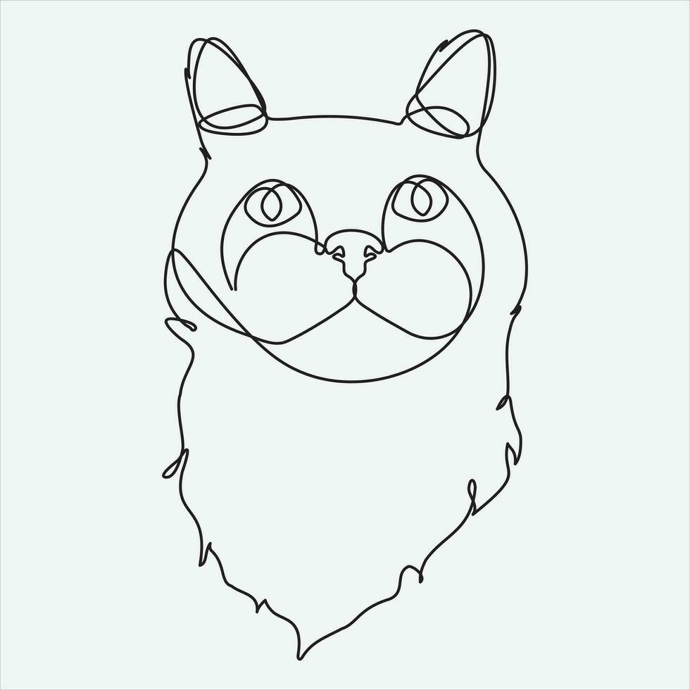 continuo línea mano dibujo vector ilustración gato Arte