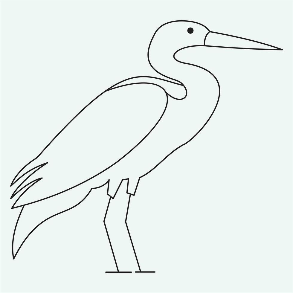 one line hand drawn heron outline vector illustration art