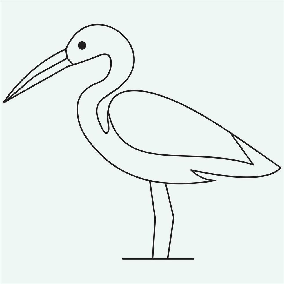 one line hand drawn heron outline vector illustration art
