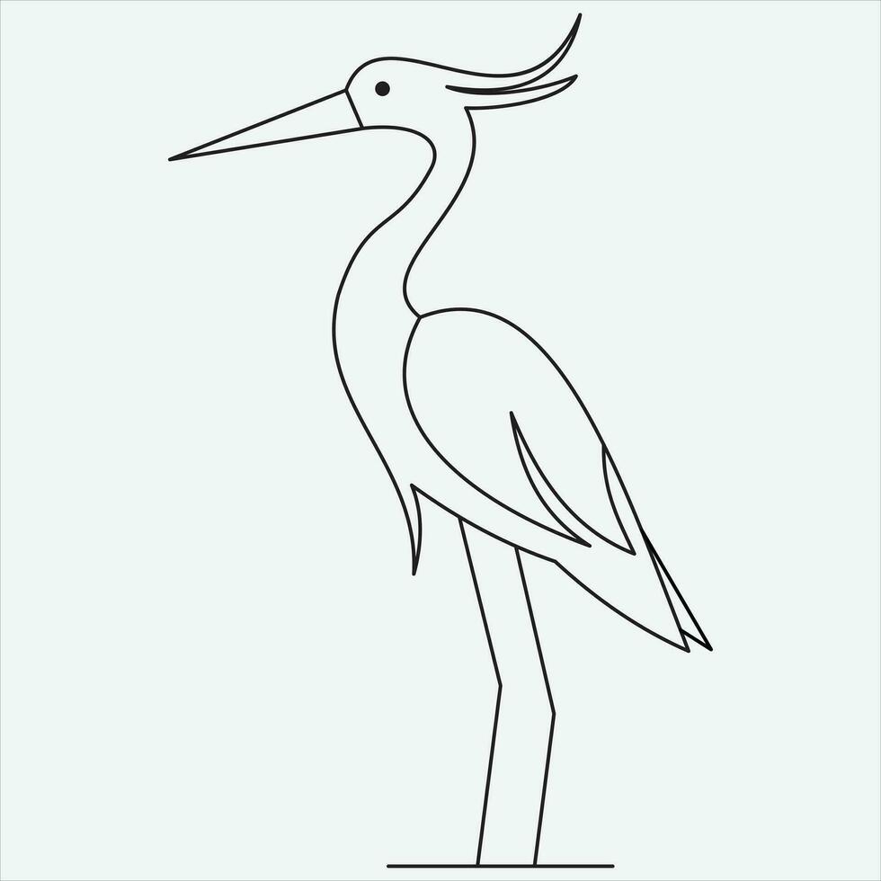 one line hand drawn heron outline vector illustration art
