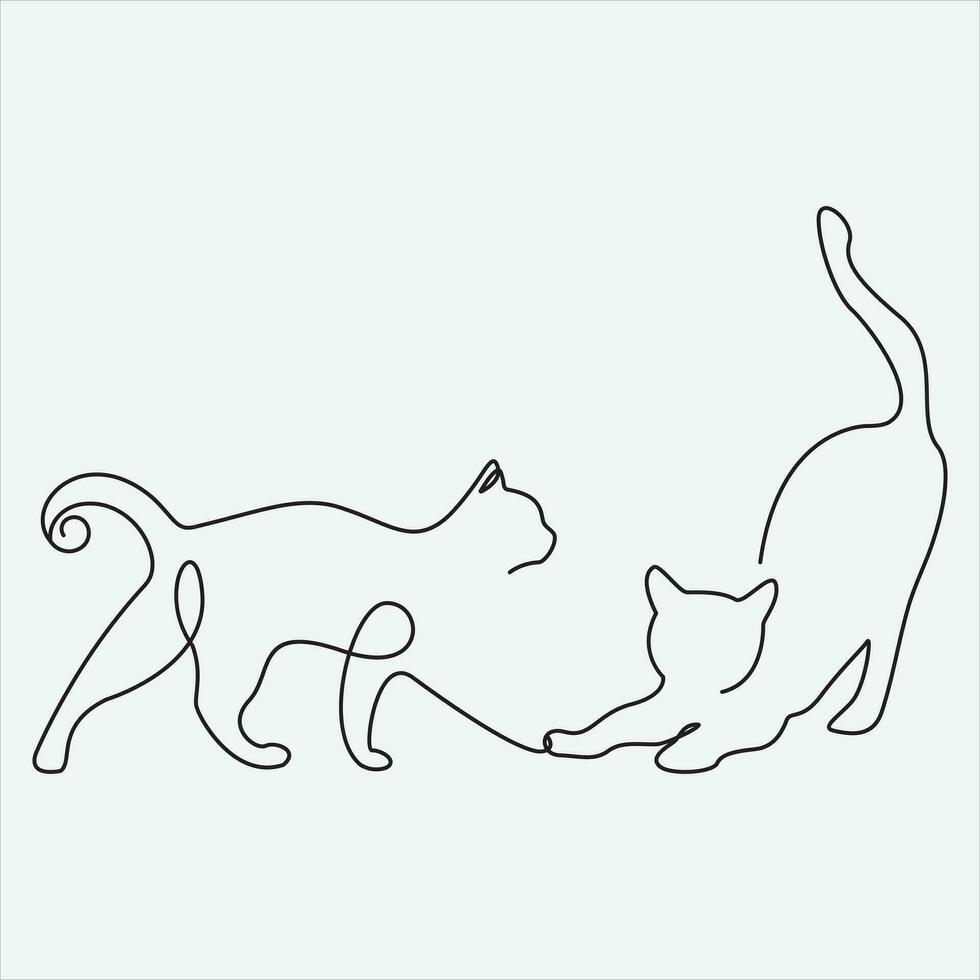 Continuous line hand drawing vector illustration cat art