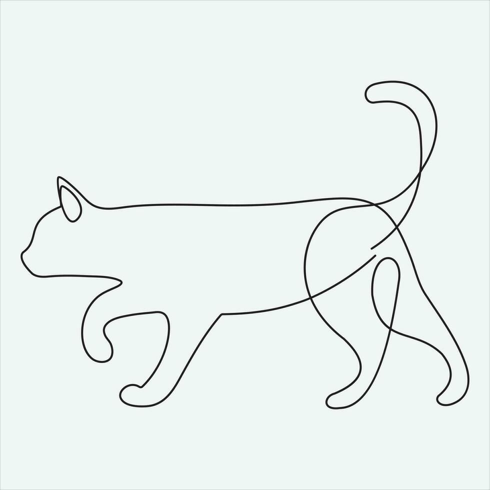 Continuous line hand drawing vector illustration cat art