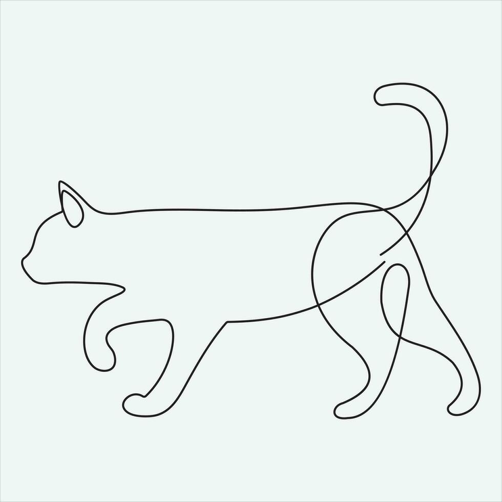 continuo línea mano dibujo vector ilustración gato Arte