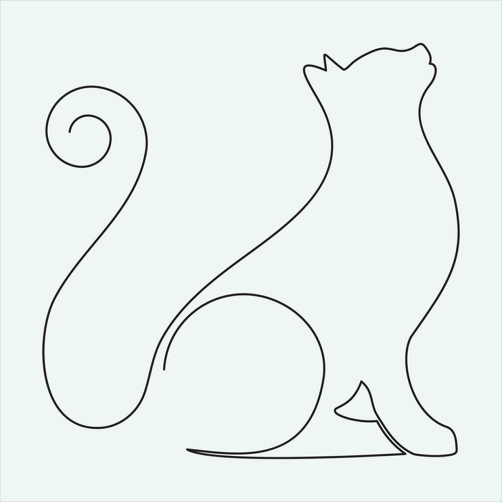 Continuous line hand drawing vector illustration cat art