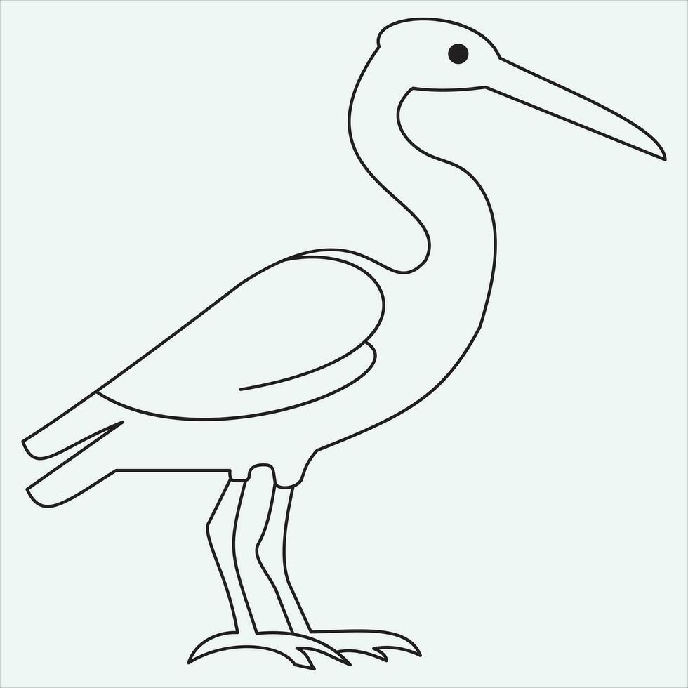 one line hand drawn heron outline vector illustration art