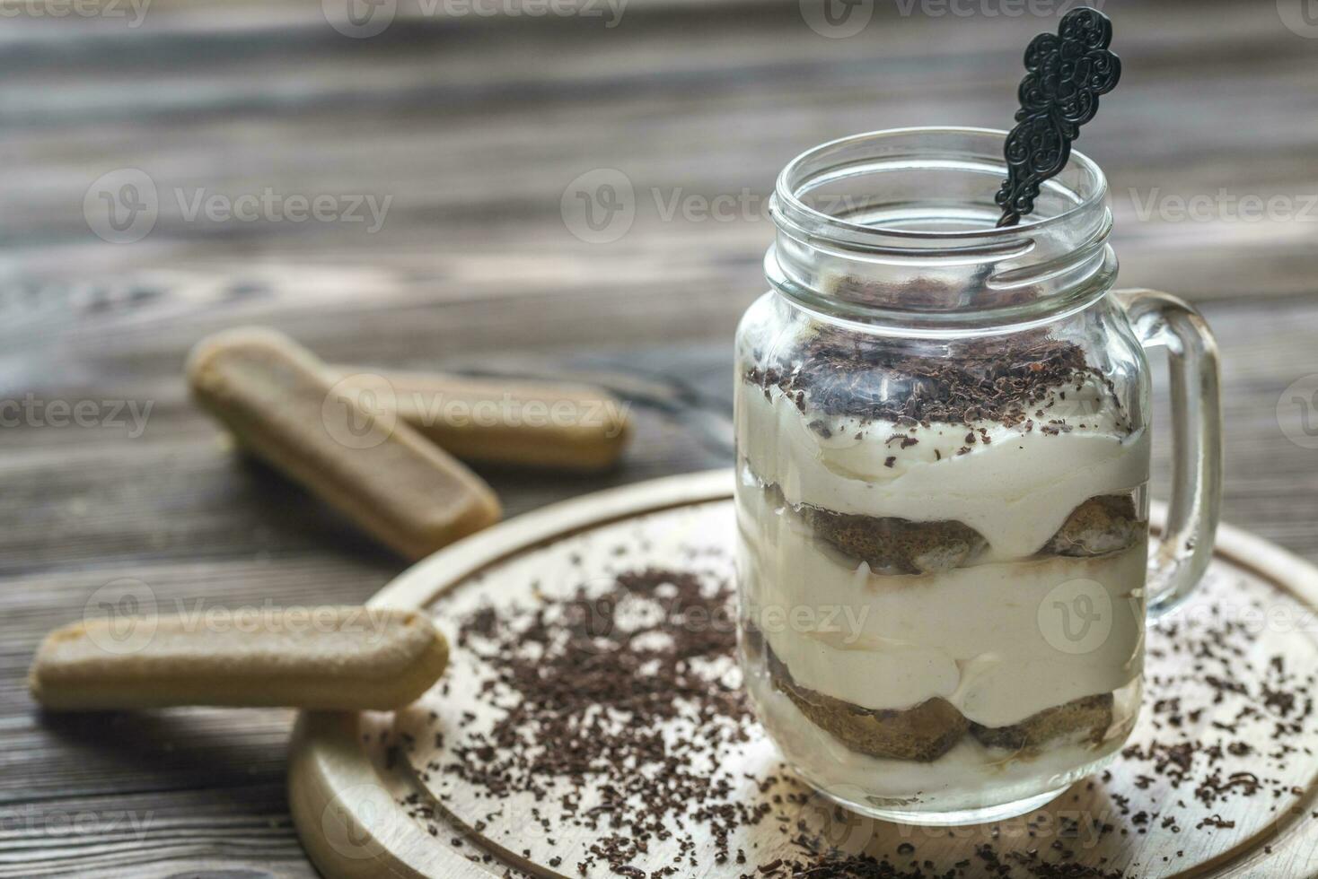 Tiramisu en el masón tarro foto