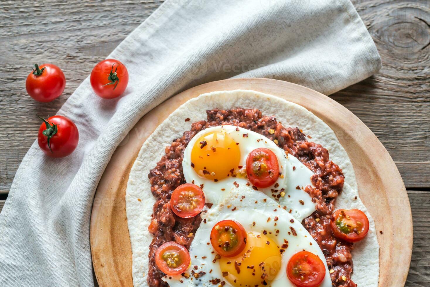 Huevos Rancheros flat lay photo