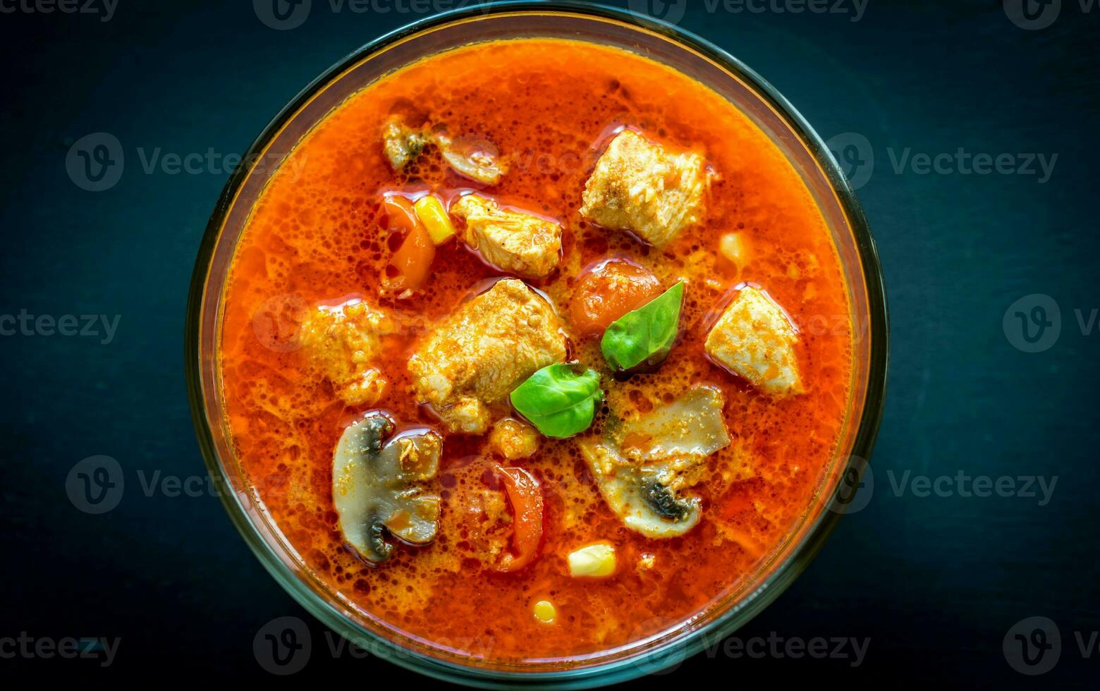 Thai red chicken curry photo