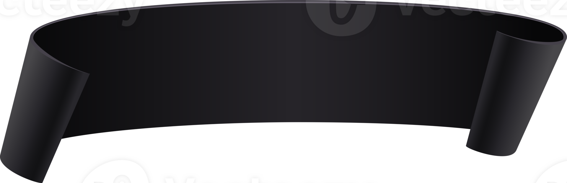 Black curved paper banner png