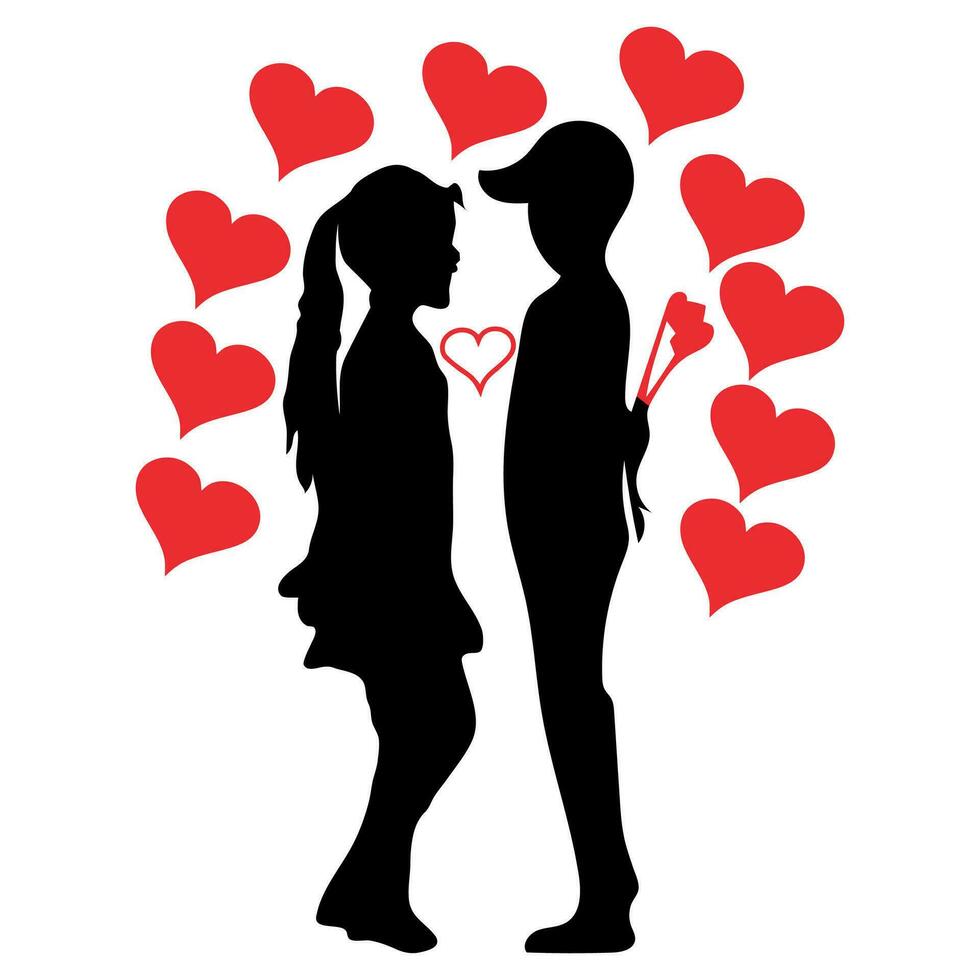 Cute vector illustration of love, romance, boy and girl, save the date