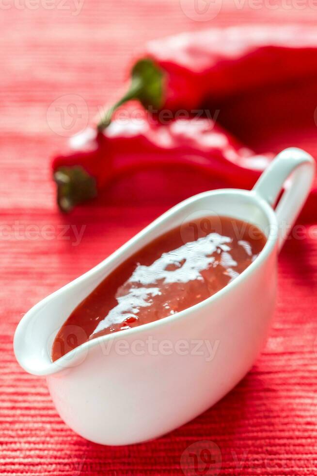 Bowl of thai sweet chili sauce photo