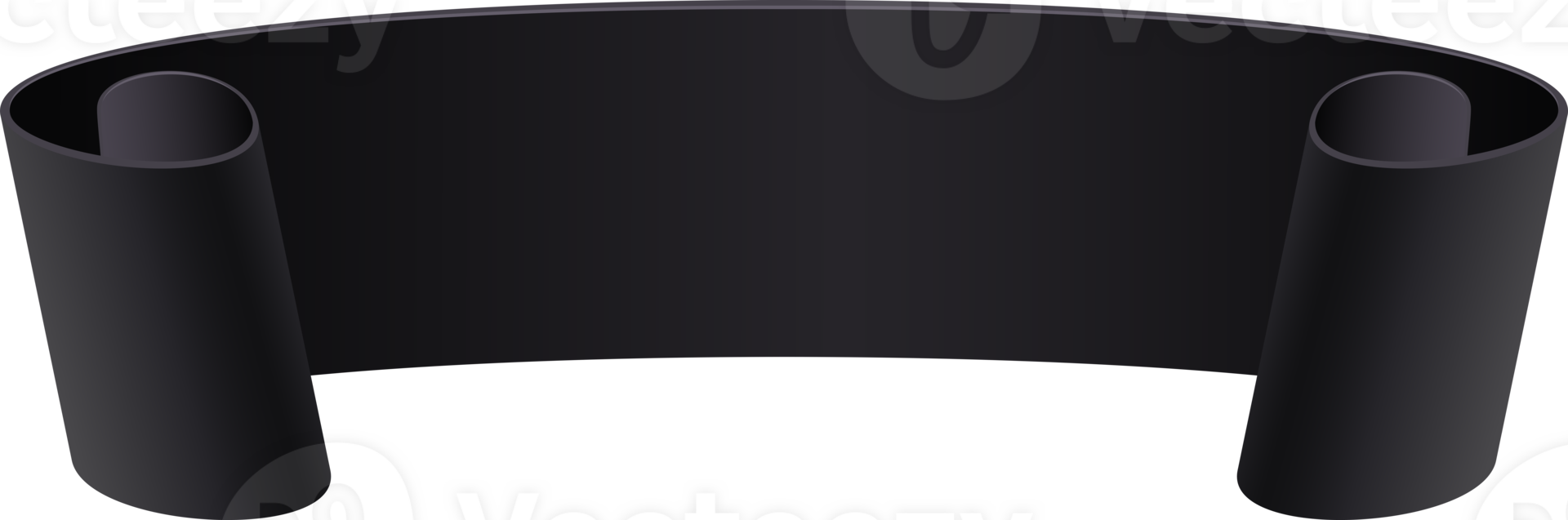 Black curved paper banner png