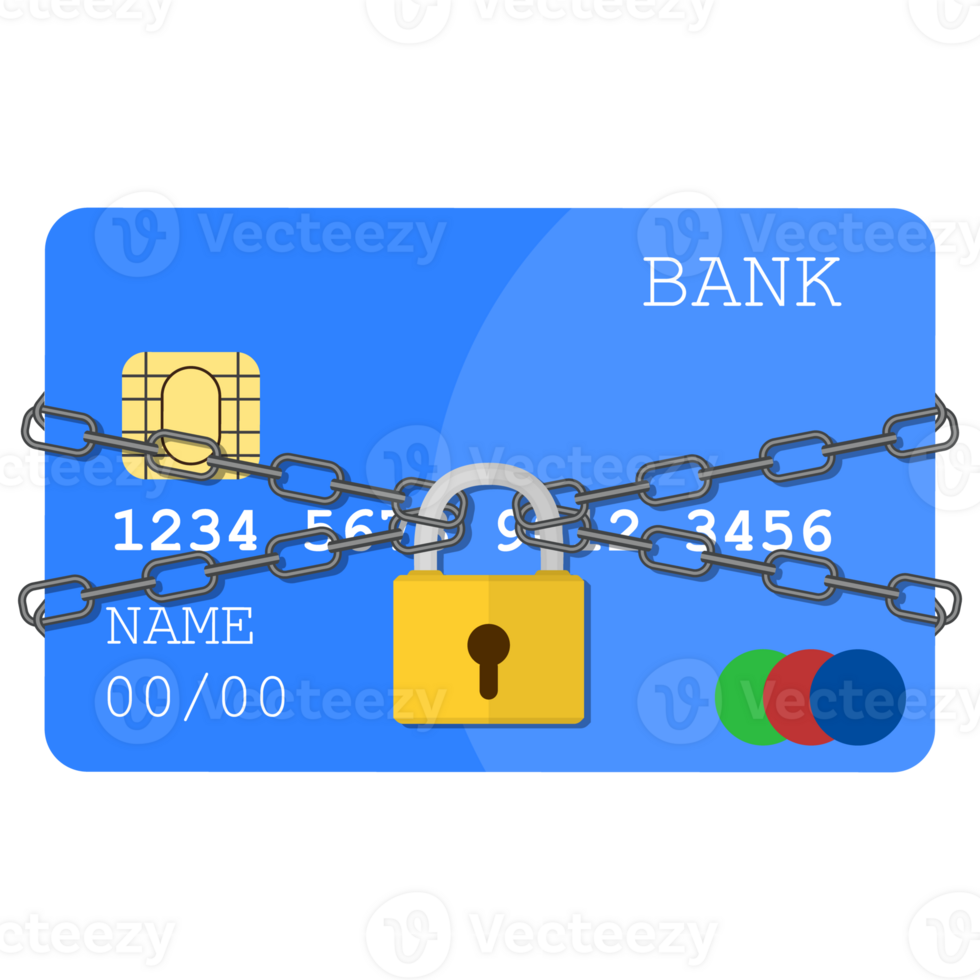 Credit card with chains and pad lock png