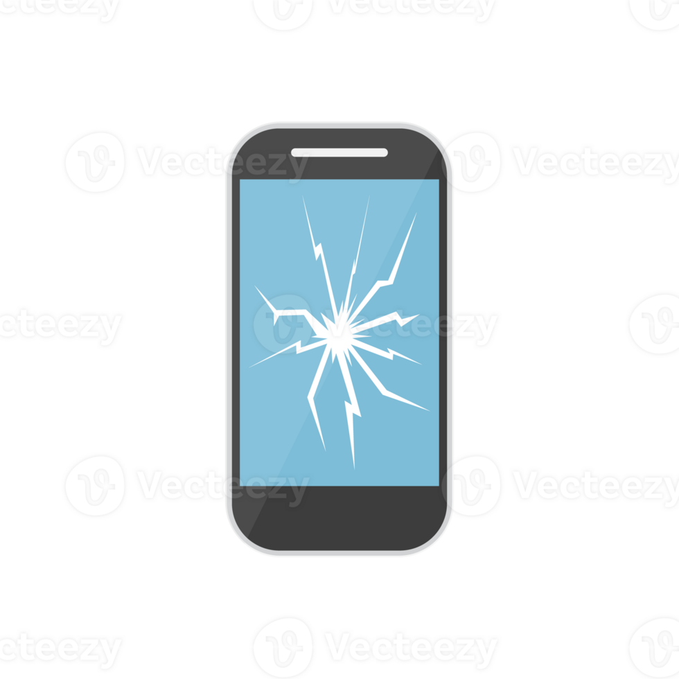 Mobile phone with crack screen png
