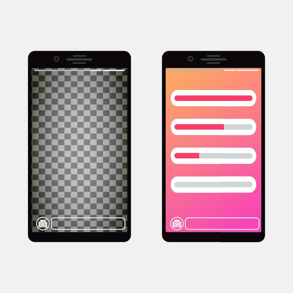 Smartphone template social media page with slider bar for interface. Layout mobile app with switch mention, ask and poll. Vector illustration