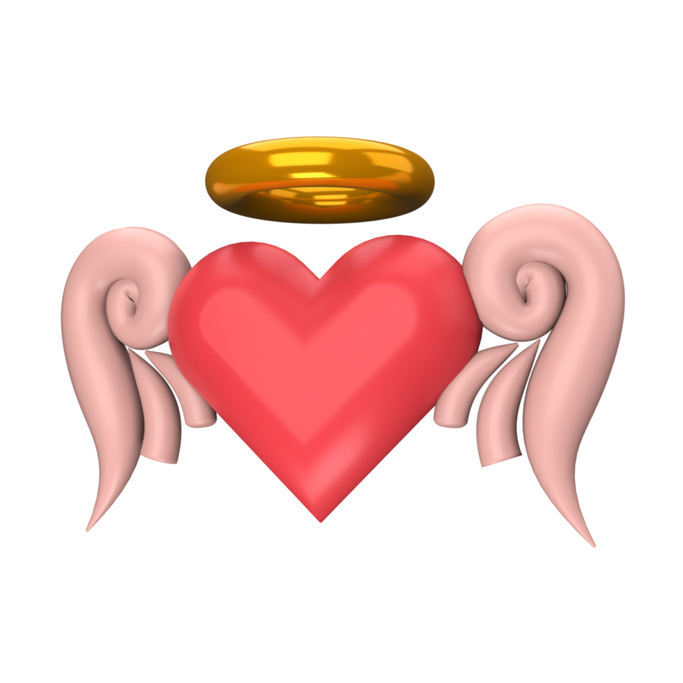 3D illustration Heart wings png