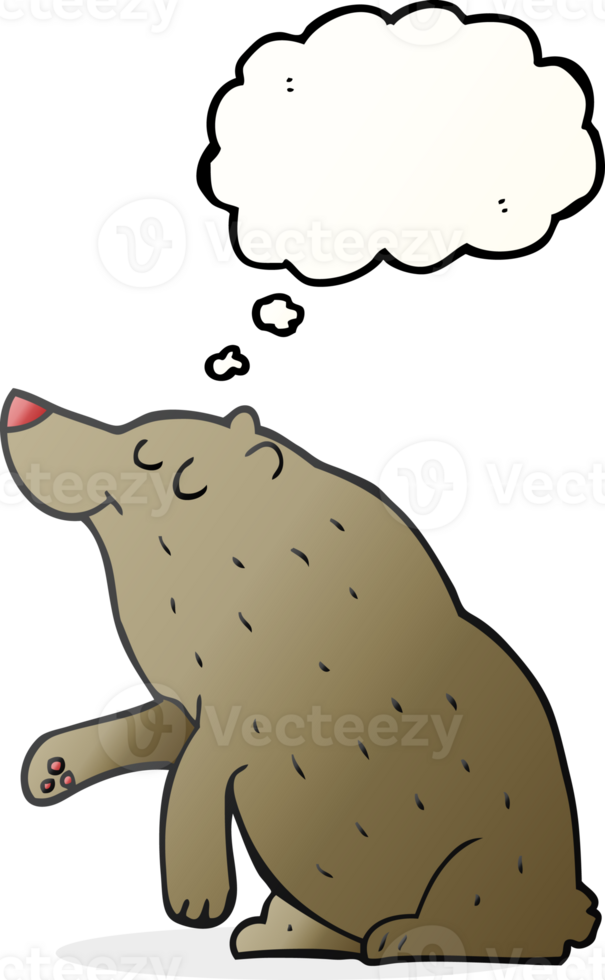 freehand drawn thought bubble cartoon bear png