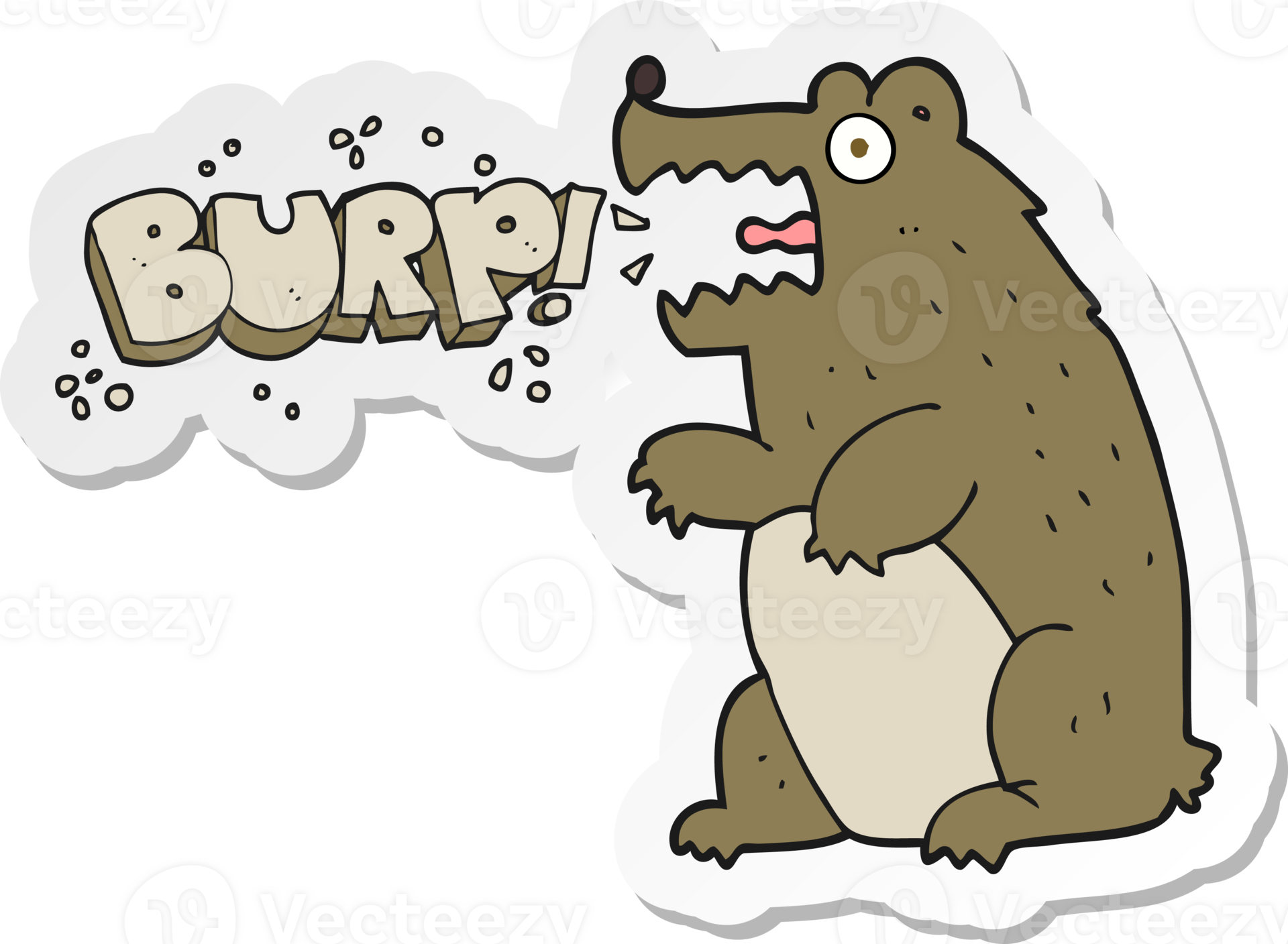 sticker of a cartoon bear burping 36331785 PNG
