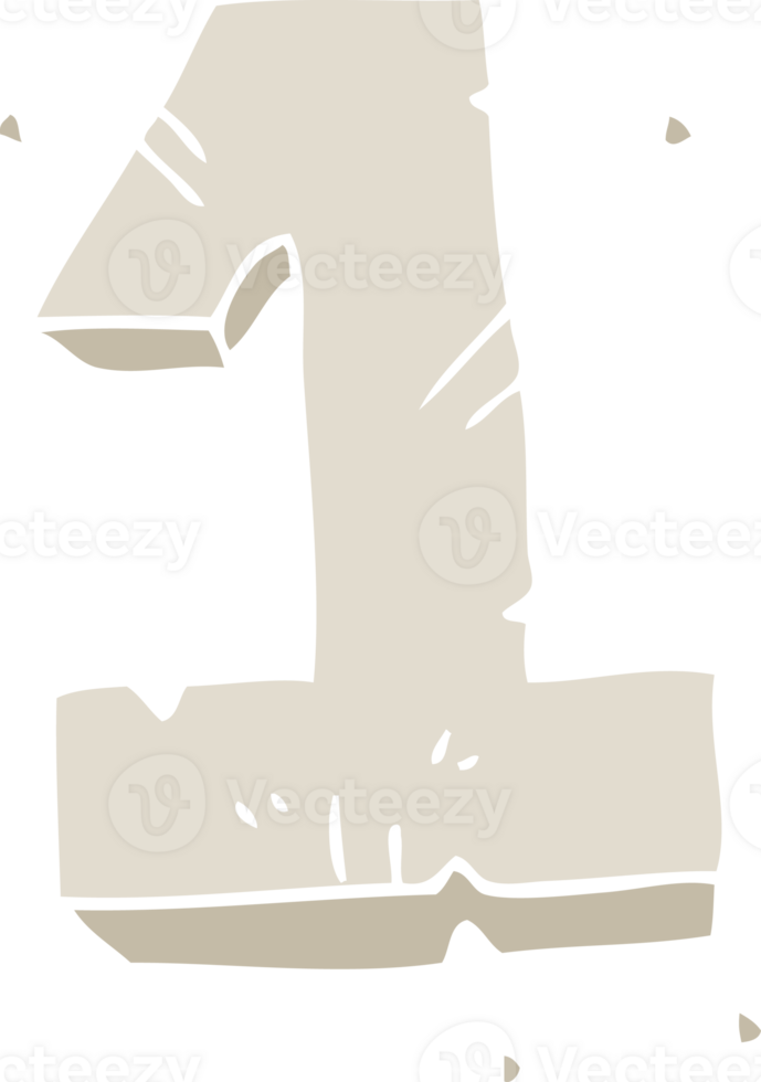 flat color illustration of a cartoon stone number one png