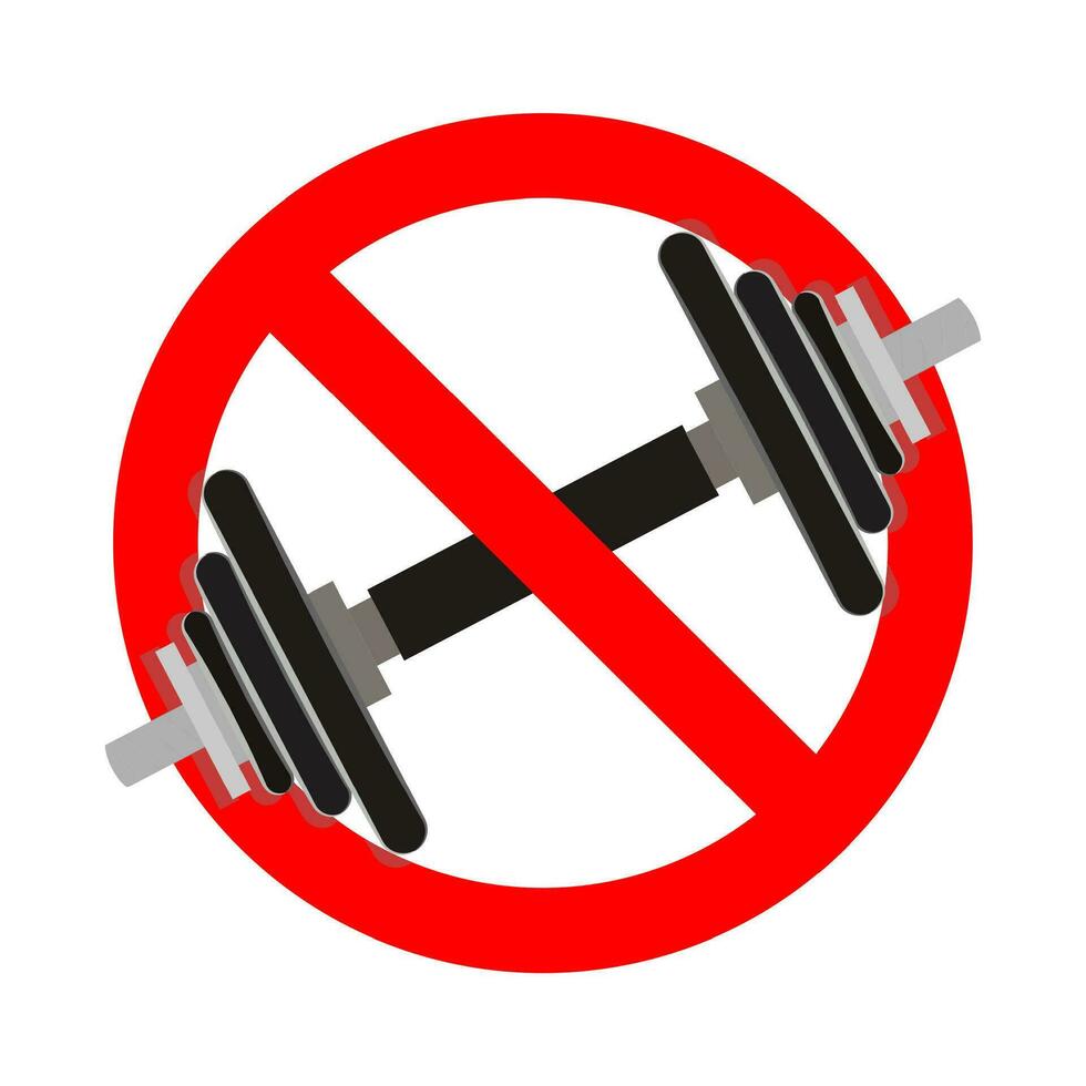 No exersice, ban fitness. Vector stop heavy weight, ban training and no fitness, forbid bodybuilding illustration